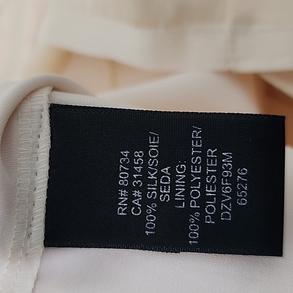 MAX AND CLEO Cream Silk Puff Sleeve Dress Size 2 - Picture 14 of 15